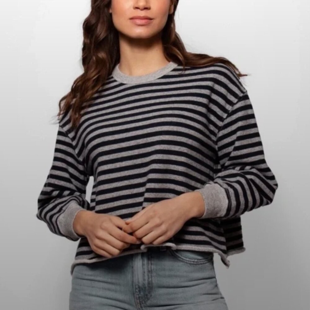 The Great. Striped crop sweatshirt - size small